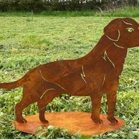 Hund Labrador Stehend 85x61cm Auf Platte Edelrost Rost Metall Rostfigur