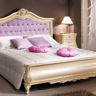 Casa Padrino Luxus Barock Doppelbett Lila Cremefarben Gold