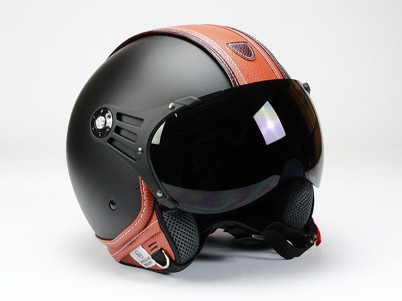 BNO Jethelm Motorradhelm Rollerhelm Matt Schwarz Braun XS S M L