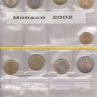 2002 Monaco Euro Kursmünzensatz (10, 20, 50 Cent, 1 und 2 €) bankfrisch