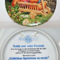 Bareuther Porzellan Teller Teddy und seine Freunde, Tollkühne Spritztour zu zweit