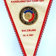 Wimpel pennant Österreich vs CSSR 4/1987 Salzburg Tschechoslowakei Fußball ÖFB