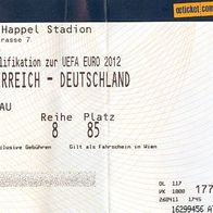 Ticket Österreich - Deutschland 3. 6. 2011 Eintrittskarte DFB ÖFB Wien Fußball