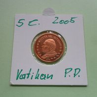 Vatikan 2005 5 Euro-Cent PP im Münzrähmchen * *