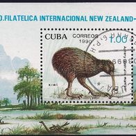Cuba - Kuba - Mi. Nr. Block 122 - New Zealand´90 - Kiwi - Vogel (1990) - gestempelt o
