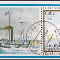 Cuba - Kuba - Mi. Nr. Block 120 - London´90 - Schiffe (1990) - gestempelt o