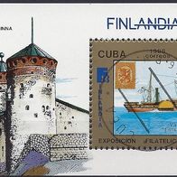 Cuba - Kuba - Mi. Nr. Block 105 - Finlandia´88 - Schiffe (1988) - gestempelt o