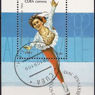 Cuba - Kuba - Mi. Nr. Block 125 - Olympische Spiele Albertville (1991) - gestempelt o