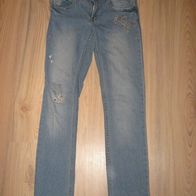 tolle fetzige Jeans slim leg H&M Gr. 152 Flickenlook (0117)