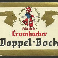 ALT ! Bieretikett "Doppel-Bock" Brauerei Ph. Hotz † 1977 Fränkisch Crumbach i.O.