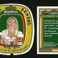 Beer label with Oktoberfest-beer-girl : Berentsens brewery Egersund NORWAY
