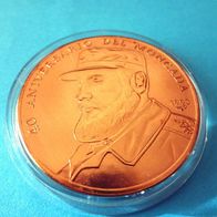 Fidel Castro, 1 Peso Kupfermünze aus Kuba, gekapselt, sehr rar, unzirkuliert
