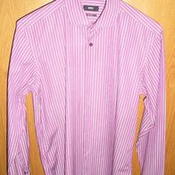 HUGO BOSS - Edles Herrenhemd (Langarm] violett-weiß Gr. 40 Regular Fit