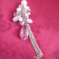Modeschmuck Kettenanhänger Perlen Ketten weiß durchsichtig silberfarben