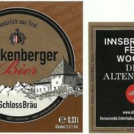 Bieretikett "Festwochen Innsbruck" Brauerei Schloss Starkenberg Tarrenz Österreich