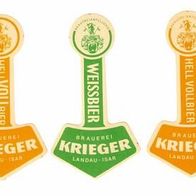ALT ! Bieretiketten Brauerei Krieger Landau/ Isar Lkr. Dingolfing-Landau Bayern