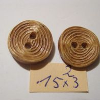 2 Kunststoffknöpfe Farbe siehe Foto 15x3mm 2 Loch a 2mm Nr 58 Reste