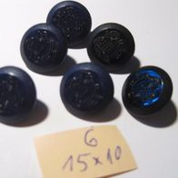 6 Kunststoffknöpfe Farbe siehe Foto 15x10mm Öse 3mm Nr 84 Rest