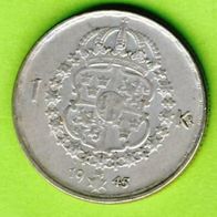Schweden 1 Krona 1945