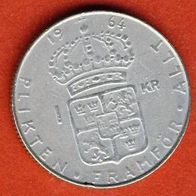 Schweden 1 Krone 1964 Silber