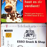 Telefonkarte Telekom 12 DM mit Chip / Motiv: ESSO Snack & Shop (Dalmatiner Hund)