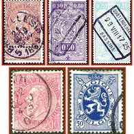 Belgien (056) - Belgique - fünf gestempelte Briefmarken verschiedene Werte