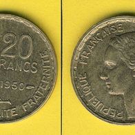 Frankreich 20 Francs 1950 Signatur zweizeilig