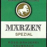 ALT ! Bieretikett Ross-Brauerei † 1980 Krumbach Lkr. Günzburg Schwaben Bayern