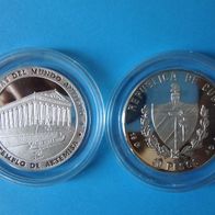 10 Pesos Münze Silber, Karibik, 1997, Weltwunder der Antike, neu