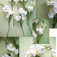 5x Textilblume Kunstblume Kunstblumenzweig Orchideen Rispe Kunstorchidee weiß L=70cm