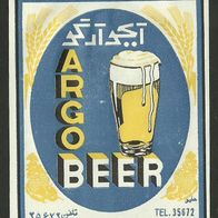 ALT ! Bieretikett "ARGO BEER" Argo Brewery Teheran Islamische Republik IRAN