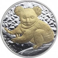 Australien Silber vergoldet 1 Dollar 2009 "KOALA auf Astgabel"