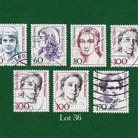 BRD Briefmarken "Frauen der Deutschen Geschichte", 1986-1988, Lot 36