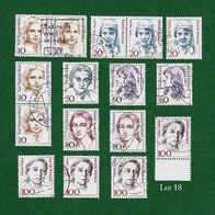 BRD Briefmarken "Frauen der Deutschen Geschichte", 1986-1988, Lot 18