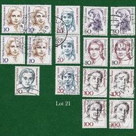 BRD Briefmarken "Frauen der Deutschen Geschichte", 1986-1988, Lot 21