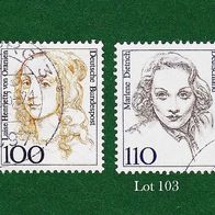 BRD Briefmarken "Frauen der Deutschen Geschichte", 1756, 1939, 1994/97, Lot 103