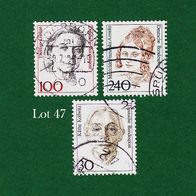 BRD Briefmarken "Frauen der Deutschen Geschichte", 1988/91, 1390/92,1488, Lot 47