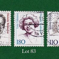 BRD Briefmarken "Frauen der Deutschen Geschichte", 1390, 1427, 1939, Lot 83