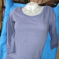 Review Sweat leicht jeansblau 7/8 Arme weiter Rundausschnitt XS S