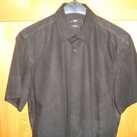 HUGO BOSS Herrenhemd schwarz - Gr. 40 (Kurzarm]