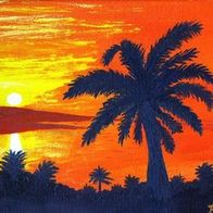 Original Ölgemälde „Palmen bei Sonnenuntergang"