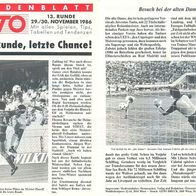 Fußball TOTO Vorschau Runde 13 11/1986 GAK Rapid Wien Vienna LASK Juventus Turin