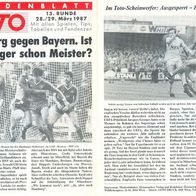 Fußball TOTO Vorschau Runde 13 1987 Hamburger SV HSV FC Bayern München Dortmund