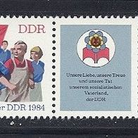 DDR 1984, MiNr: 2878 - 2879 Dreierstreifen Randstück links sauber postfrisch