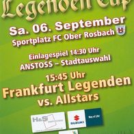 Flyer Frankfurt Legenden vs Allstars 6. 9. 2014 Cup FC Ober Rosbach Eintracht FSV