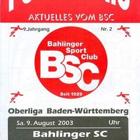 PRG Bahlinger SC vs TSV Crailsheim 9. 8. 2003 Oberliga Baden-Württemberg Bahlingen