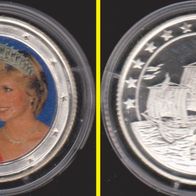 1997 England 25 Euro Probe Lady Diana Silber Polierte Platte Farbe
