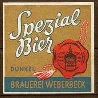 ALT ! Bieretikett Brauerei Weberbeck † 1971 Bregenz Österreich