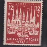 Deutsches Reich Sondermarke " 800 Jahre Lübeck" Michelnr. 862 * *