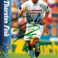 signierte Panini-Sammelkarte Thorsten Fink Karlsruher SC 1995 KSC Austria Wien
